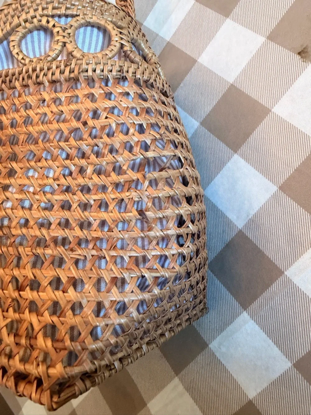 Anthropologie Bali Squared Bag Purse Rattan Beach - Picture 5 of 9